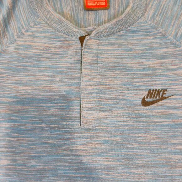 Nike Tech Knit Button Collar Shirt Men’s Medium Blue Blend - Picture 9 of 12